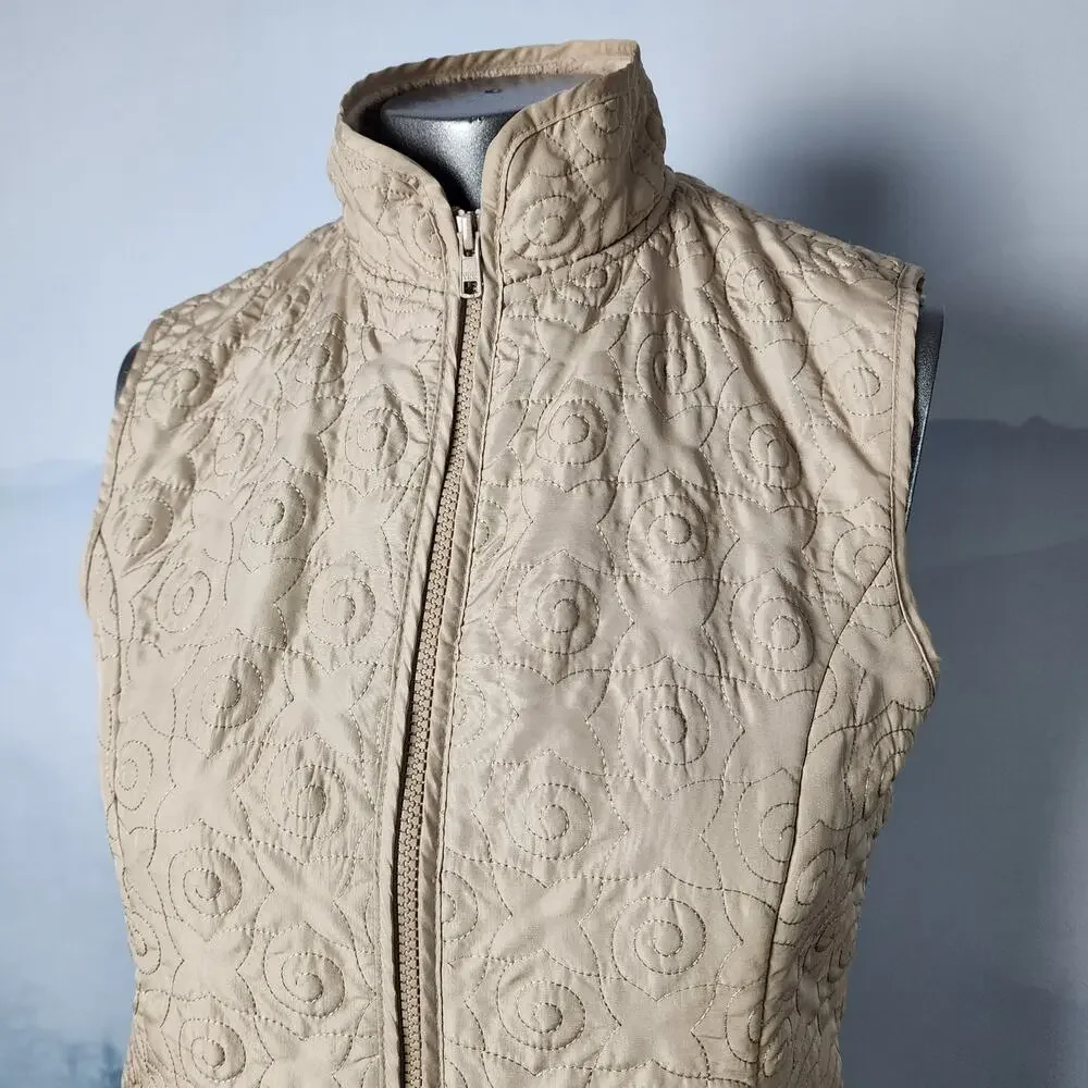 Orvis Floral / Swirl Stitched Fleece Lined Vest | Women's Small